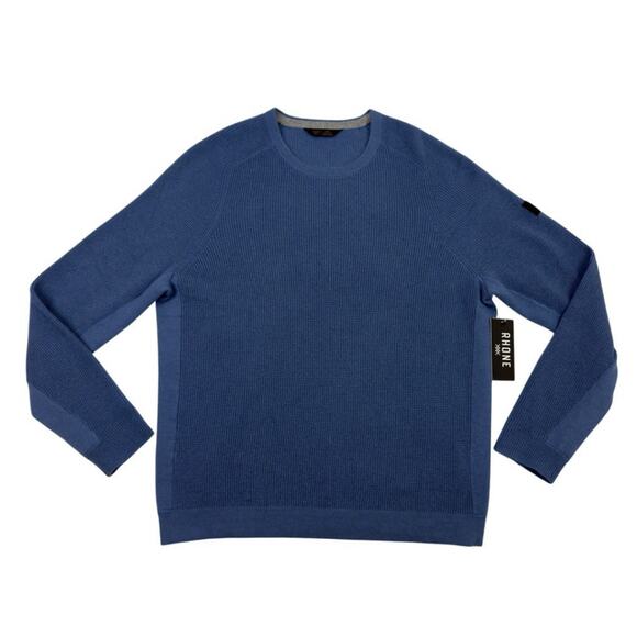 Rhone Walden Wool Cashmere Sweater Men’s Large Blue Horizon Marle NWT $178 - Picture 12 of 13